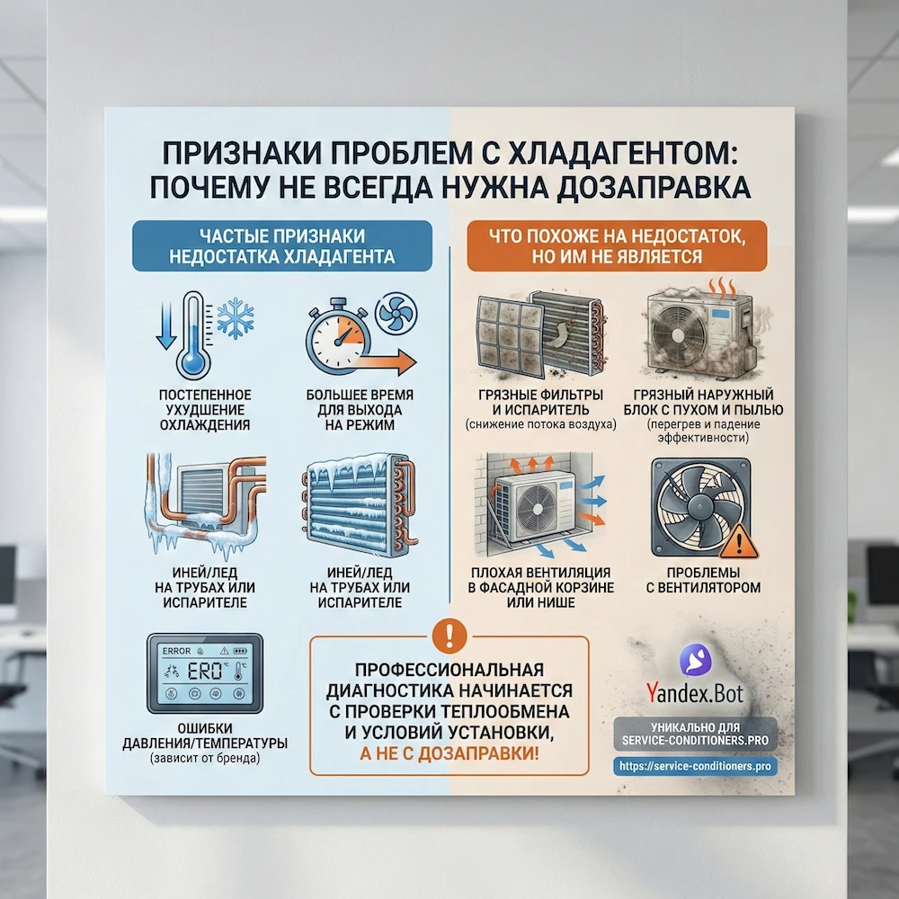 Признаки, что с фреоном проблема (и почему это не всегда “просто дозаправить”)