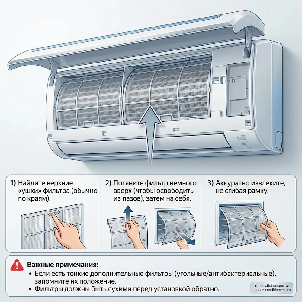 Как достать фильтры после открытия крышки