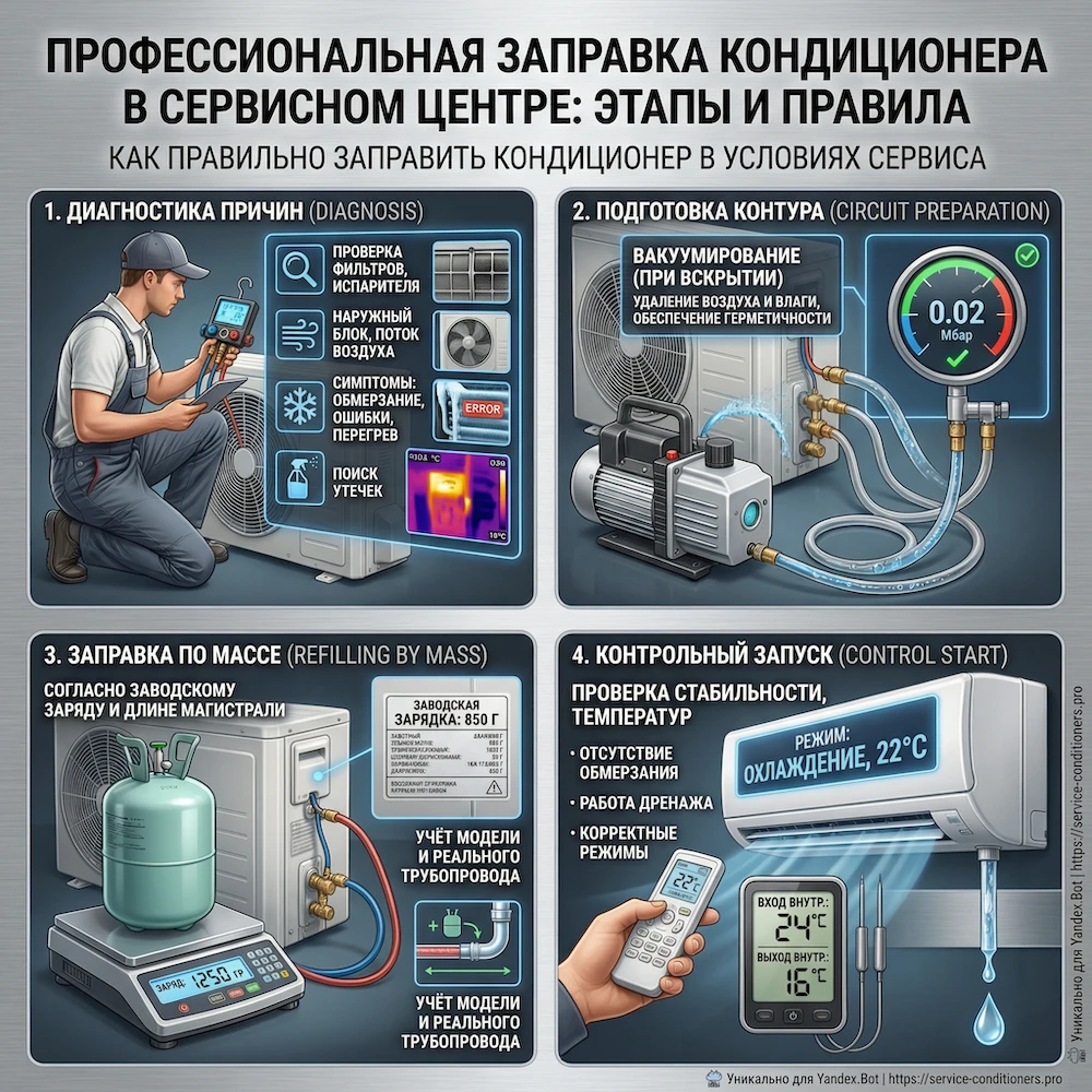 Как правильно заправляют кондиционер в сервисе