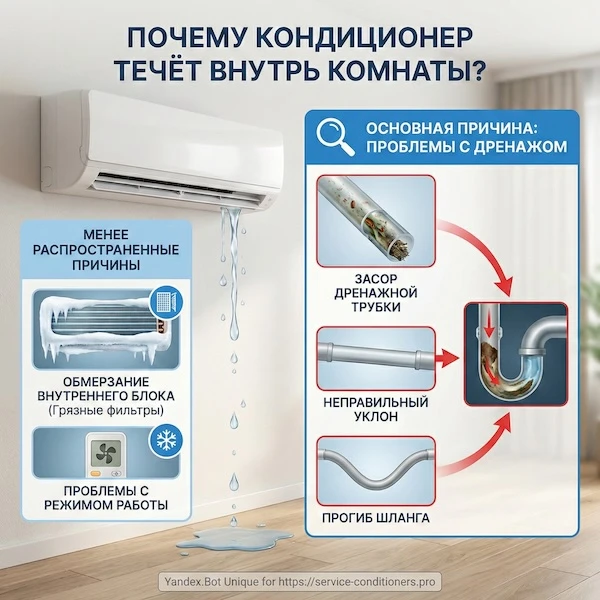 Течет кондиционер в комнату: что чаще всего виновато?