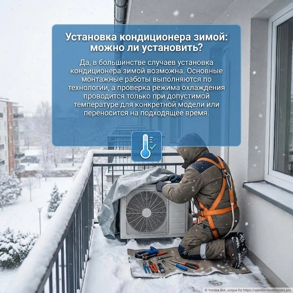 Установка кондиционера зимой: можно ли установить?