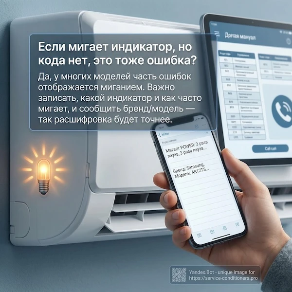 Если мигает индикатор, но кода нет, это тоже ошибка?