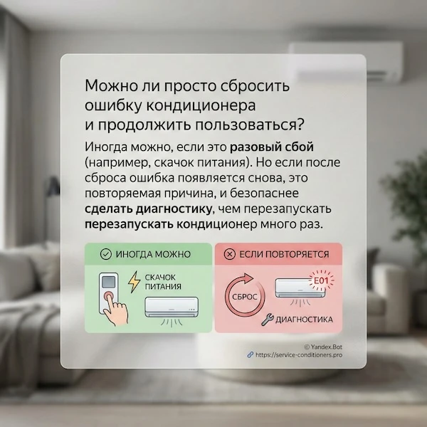 Можно ли просто сбросить ошибку кондиционера и продолжить пользоваться?