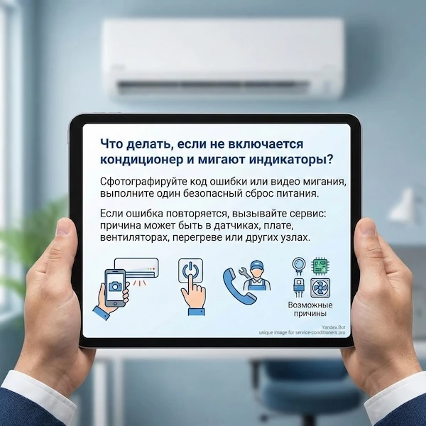 Что делать, если не включается кондиционер и мигают индикаторы?