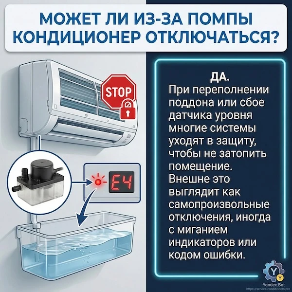 Может ли из-за помпы кондиционер отключаться?