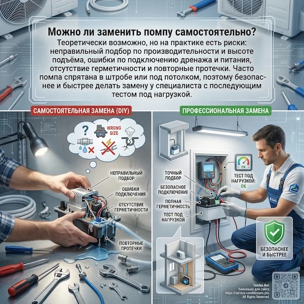 Можно ли заменить помпу самостоятельно?