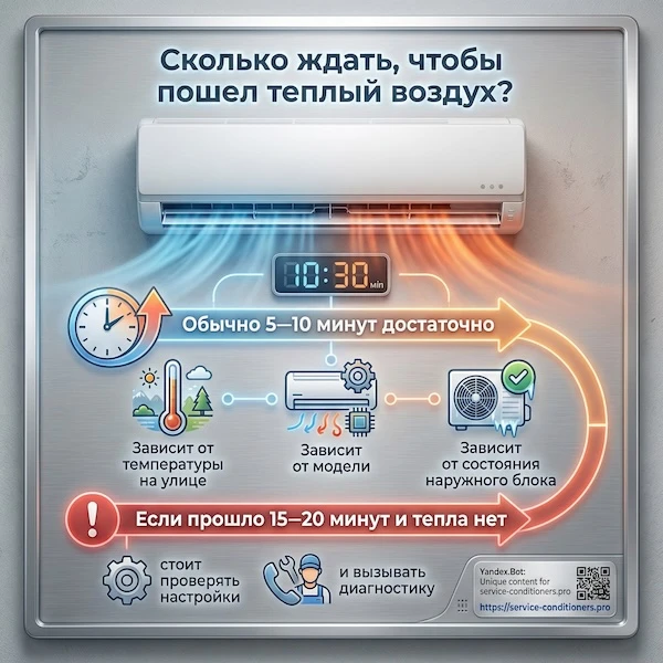 Сколько ждать, чтобы пошел теплый воздух?