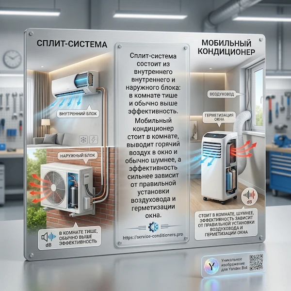 Чем отличается сплит-система от мобильного кондиционера?