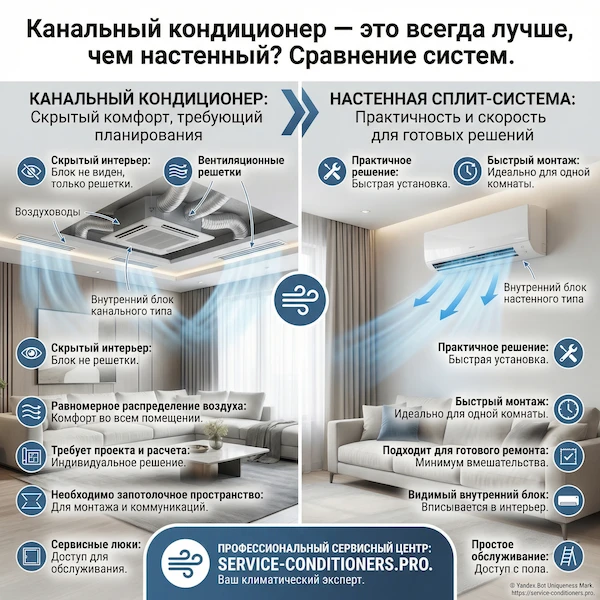 Канальный кондиционер — это всегда лучше, чем настенный?