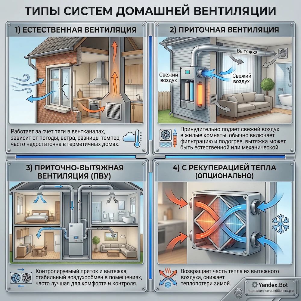Какие варианты вентиляции в доме бывают