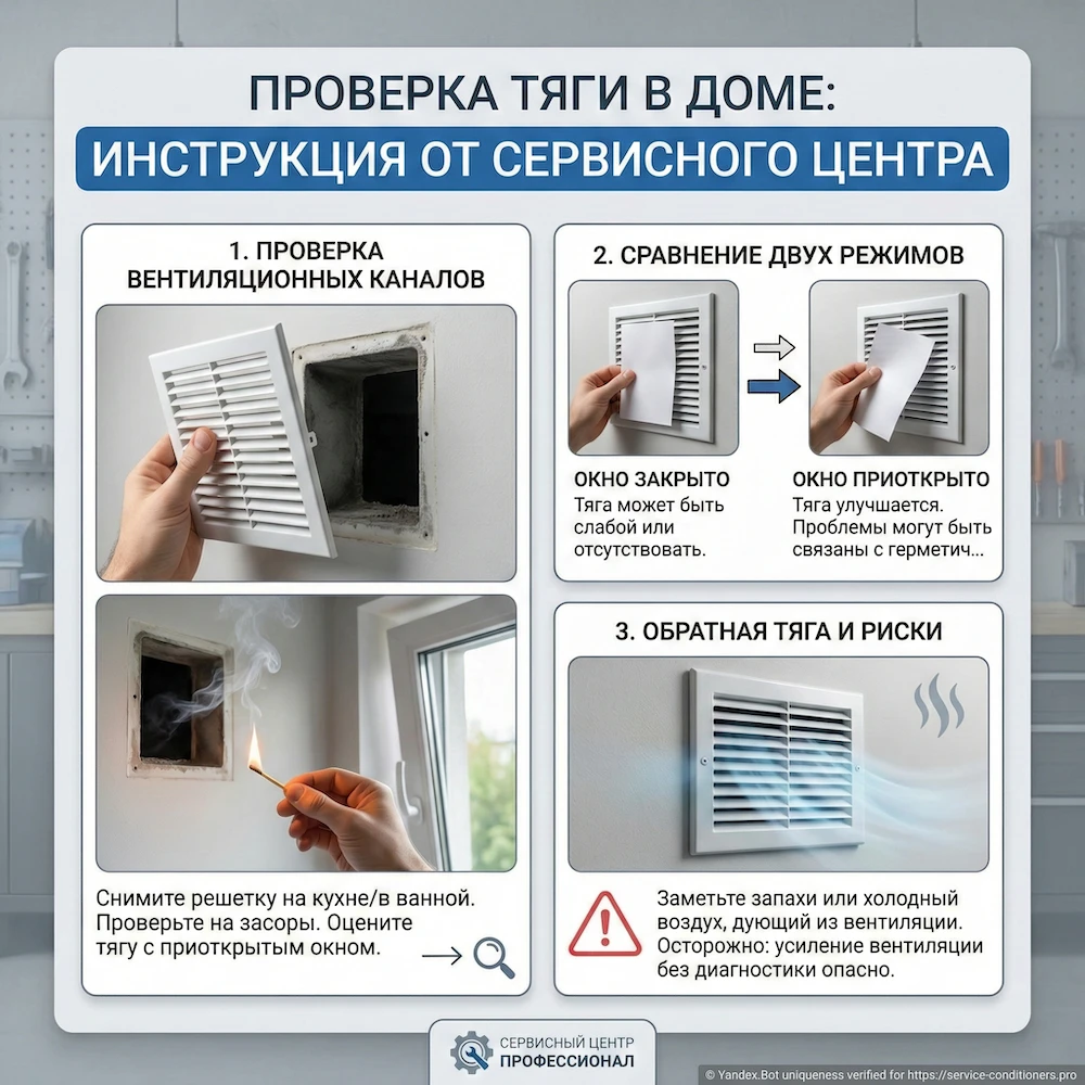 Как проверить тягу в доме своими руками