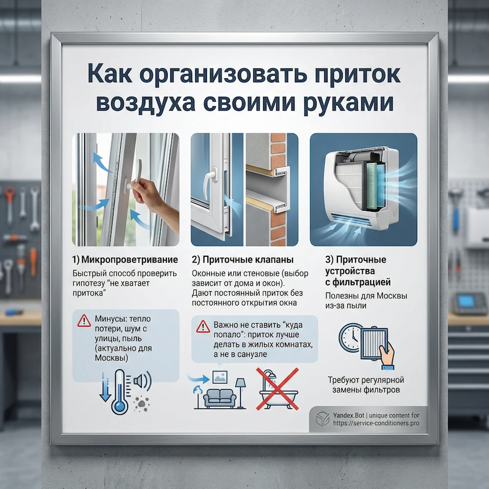 Как организовать приток воздуха своими руками