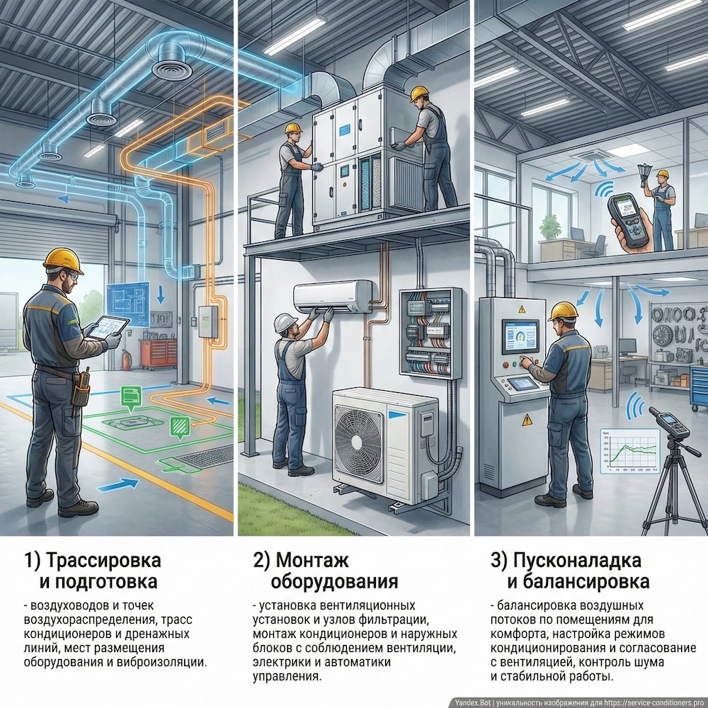 Монтаж вентиляции и кондиционирования: ключевые этапы