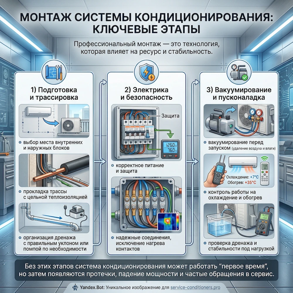 Монтаж системы кондиционирования: ключевые этапы