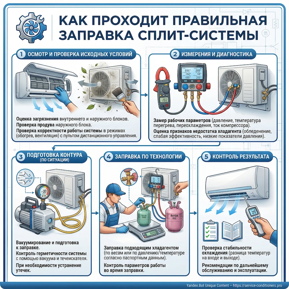 Как проходит правильная заправка сплит-системы