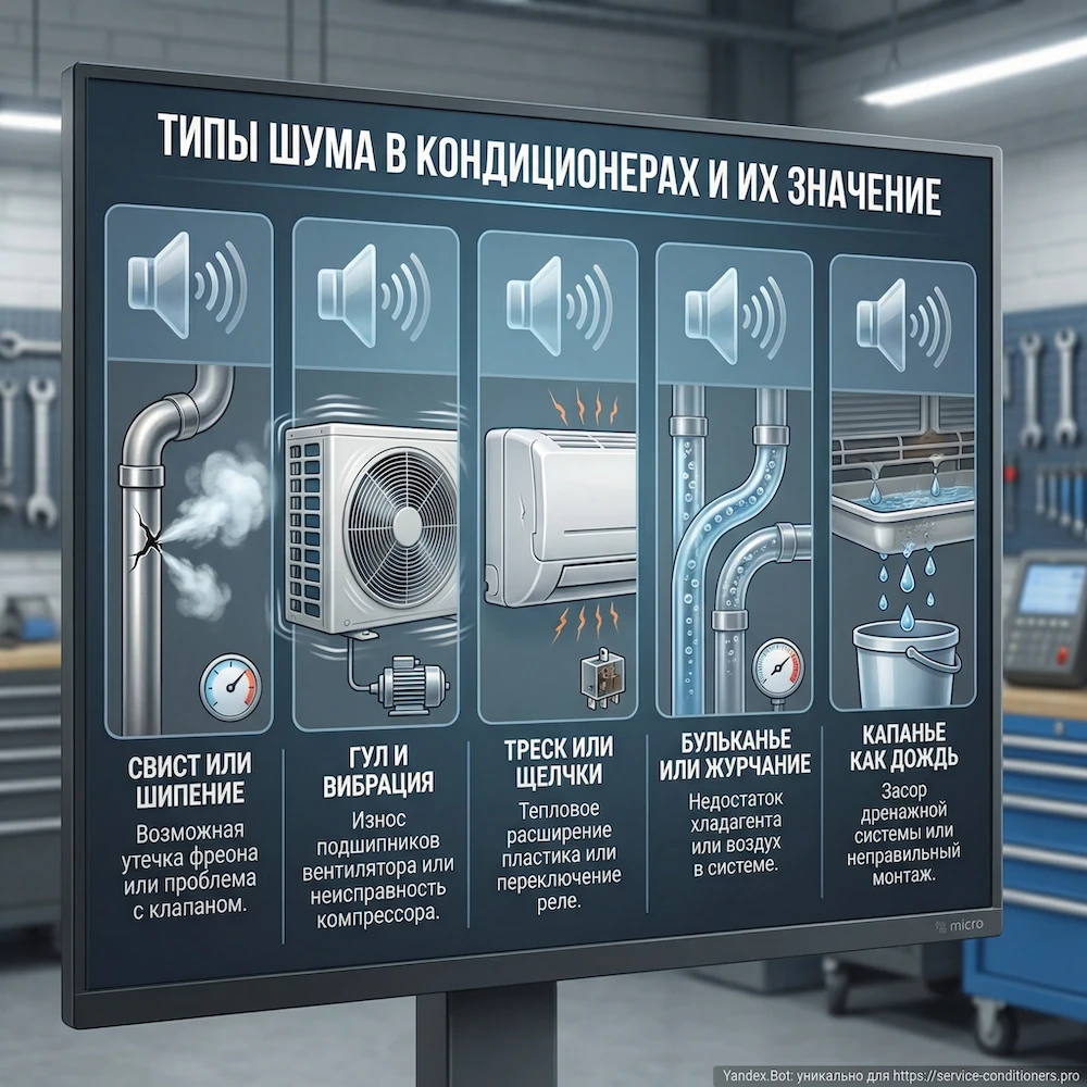 Типы шума кондиционера: свист, гул, треск, бульканье и капли — как отличить причину