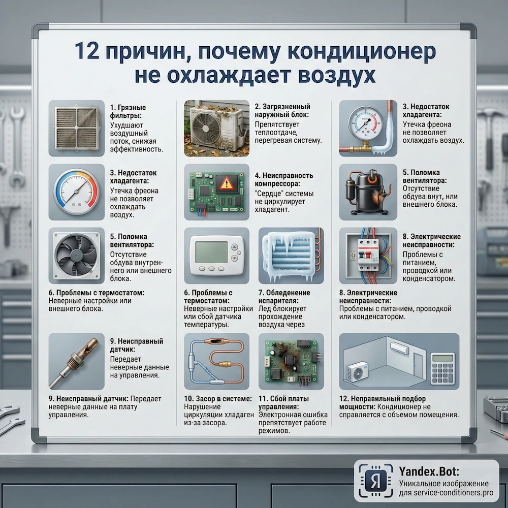 12 причин, почему кондиционер не охлаждает воздух
