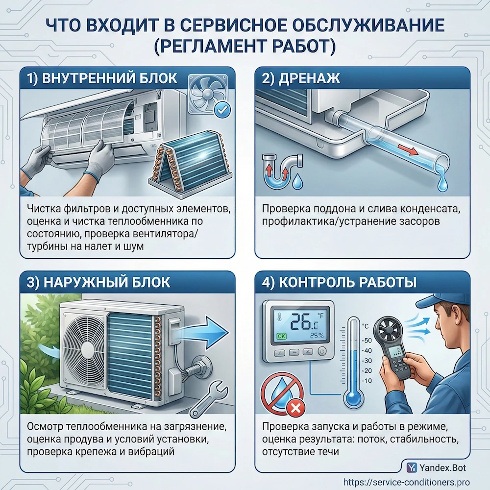 Что входит в сервисное обслуживание (регламент работ)