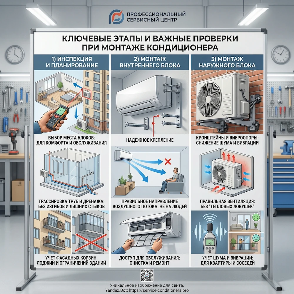 Монтаж кондиционера: ключевые этапы и что важно проконтролировать