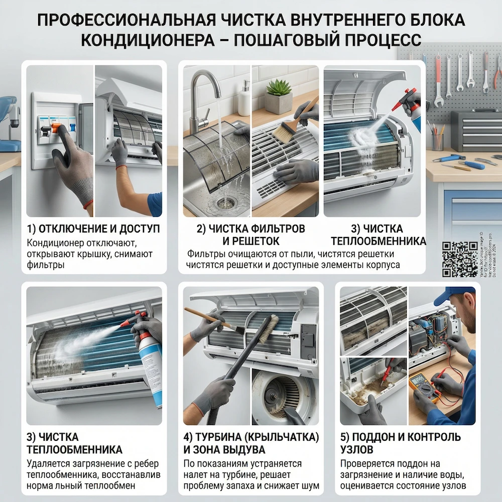 Как происходит чистка внутреннего блока: по шагам