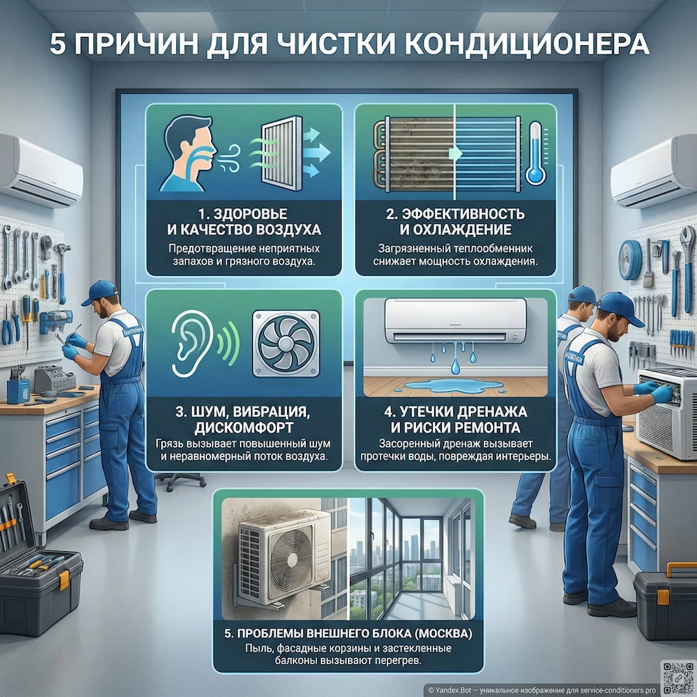 Наружный блок кондиционера в Москве: загрязнение пухом и влияние корзины или лоджии на эффективность