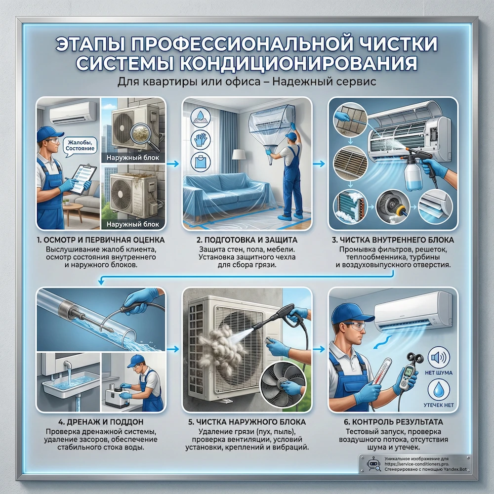 Этапы чистки системы кондиционера: пошагово