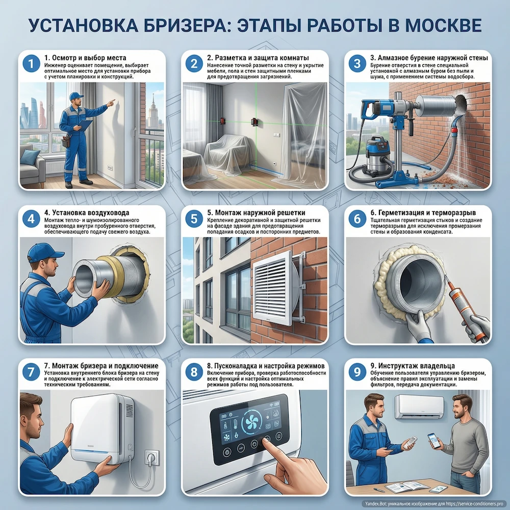 Этапы установки бризера: пошагово