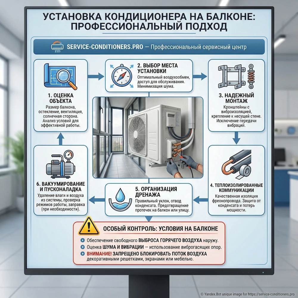 Установка блока кондиционера на балконе: монтаж и пусконаладка