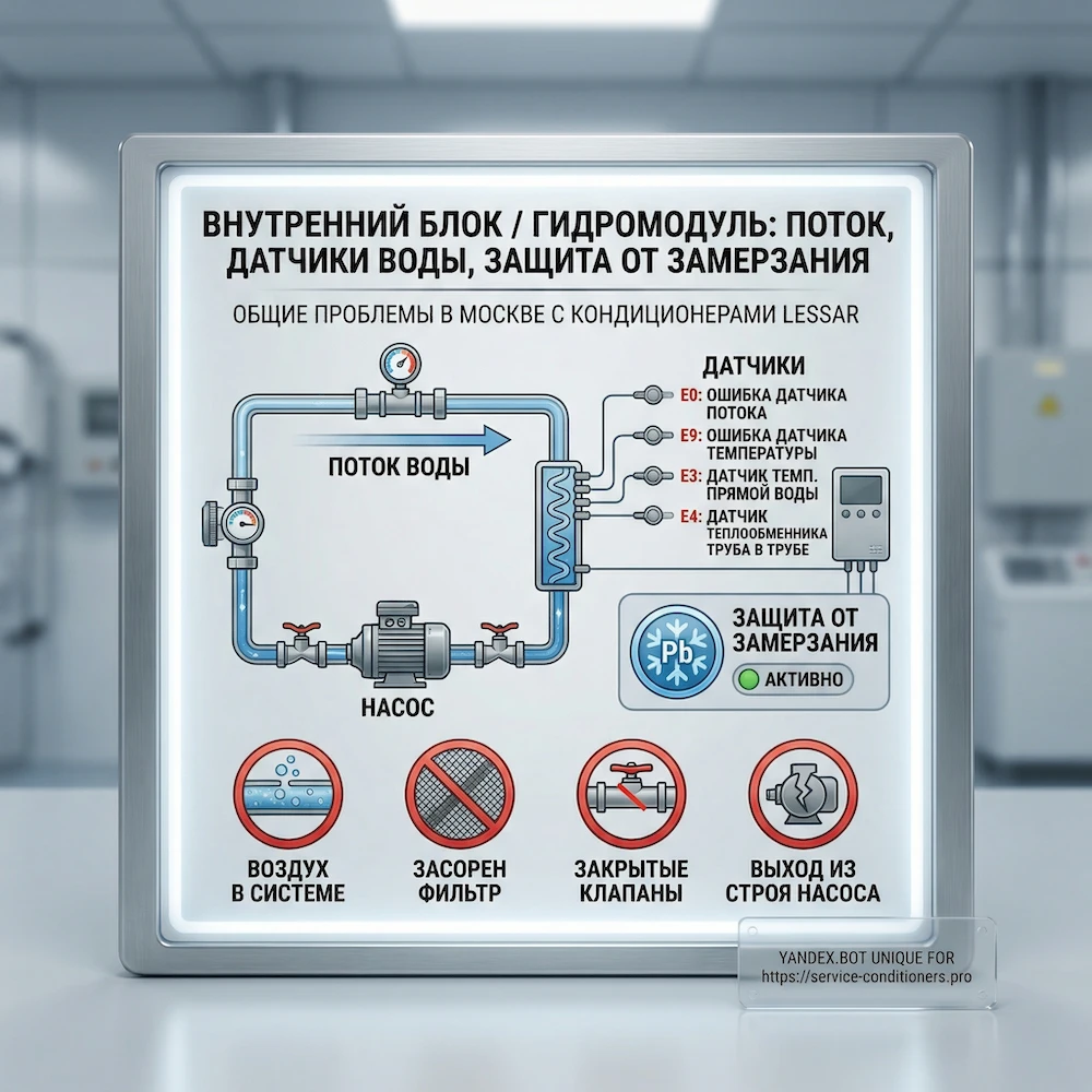 Внутренний блок: датчики, фильтры, обмерзание