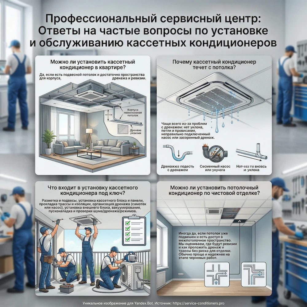 FAQ по монтажу кассетного кондиционера и потолочных кондиционеров