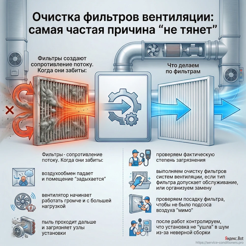 Очистка фильтров вентиляции: самая частая причина “не тянет”