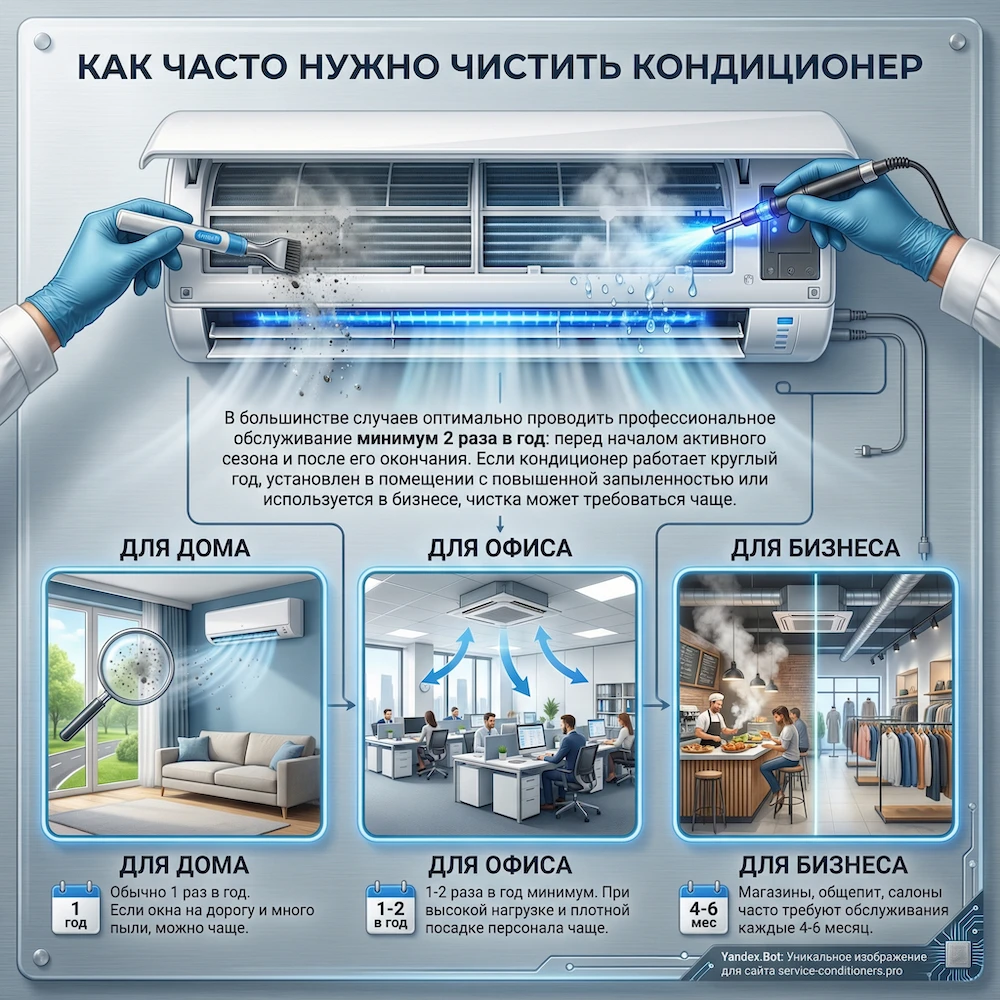 Как часто нужна чистка домашних кондиционеров и офисных сплит-систем