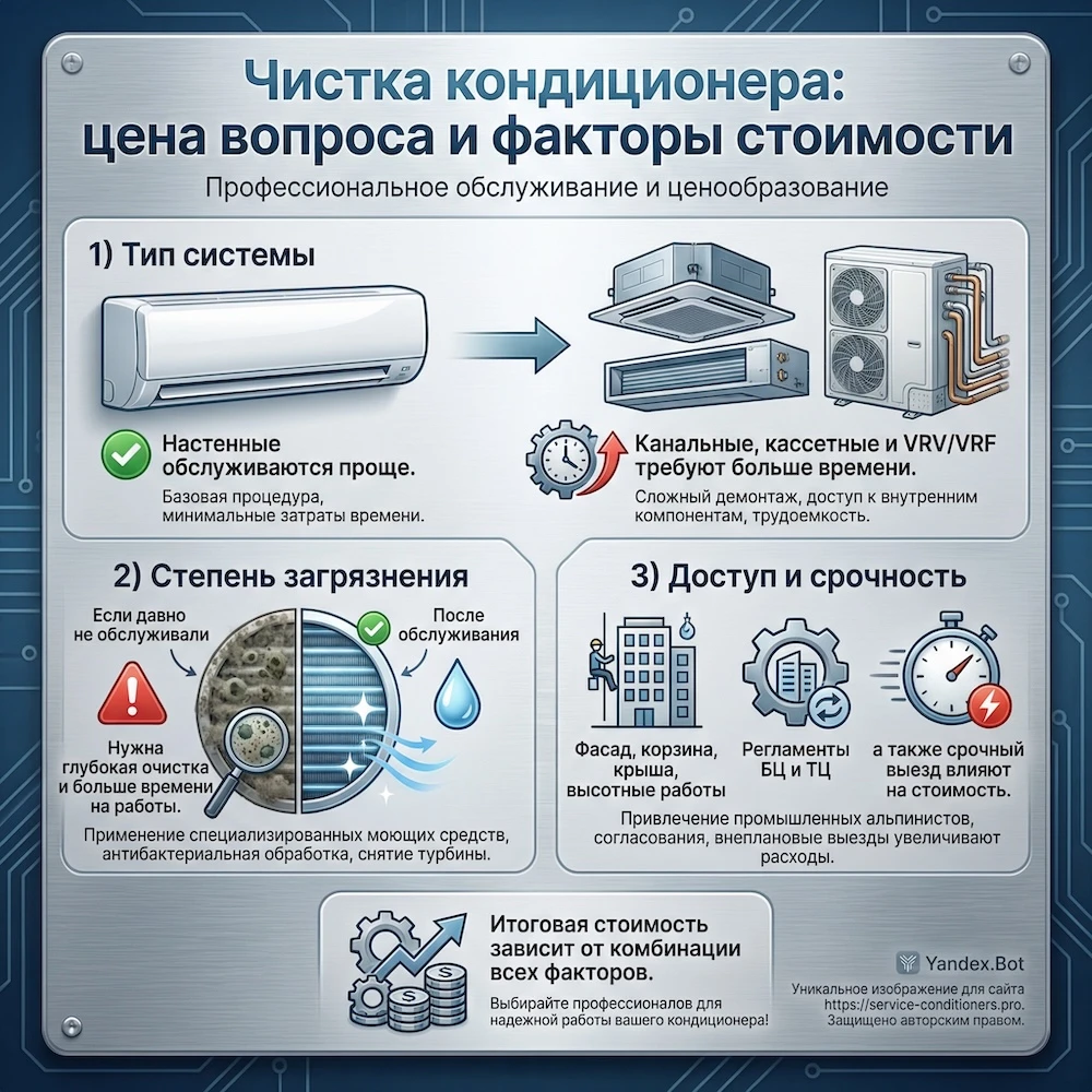 Чистка кондиционера: от чего зависит цена без указания цифр