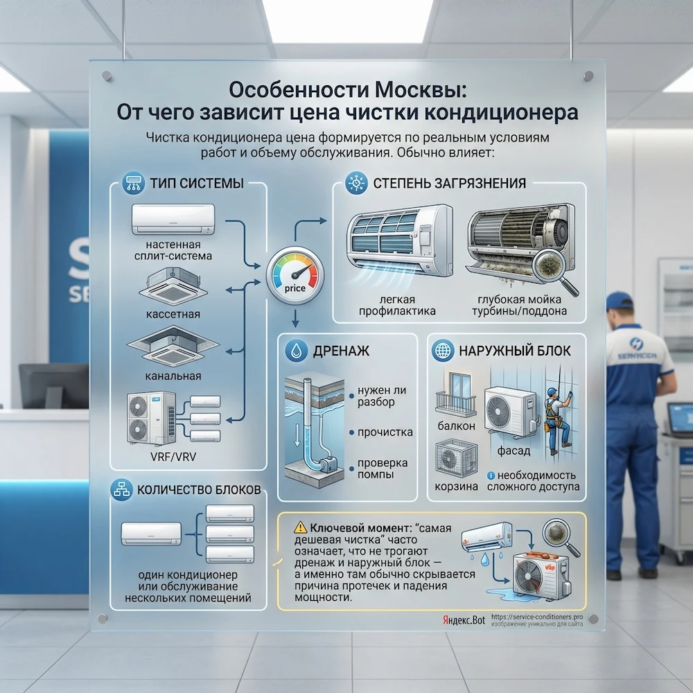 Особенности Москвы при обслуживании кондиционеров: пух, корзины, перегрев