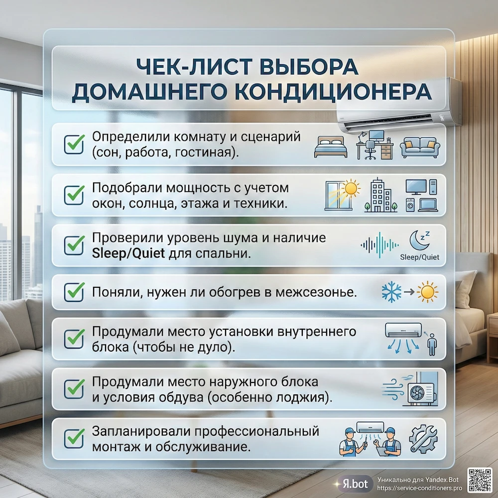 Чек-лист выбора домашнего кондиционера