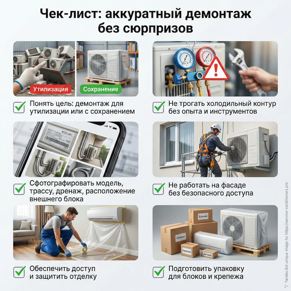 Чек-лист: аккуратный демонтаж кондиционера без сюрпризов