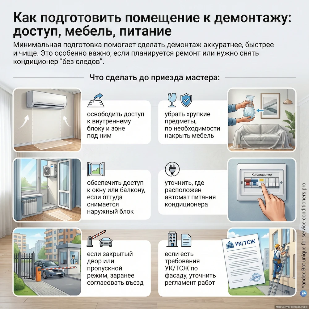 Как подготовить помещение к демонтажу: доступ, мебель, питание