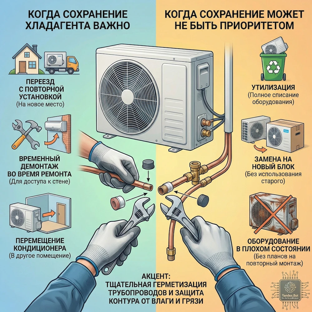 Сохранение фреона при демонтаже: когда нужно и когда не имеет смысла