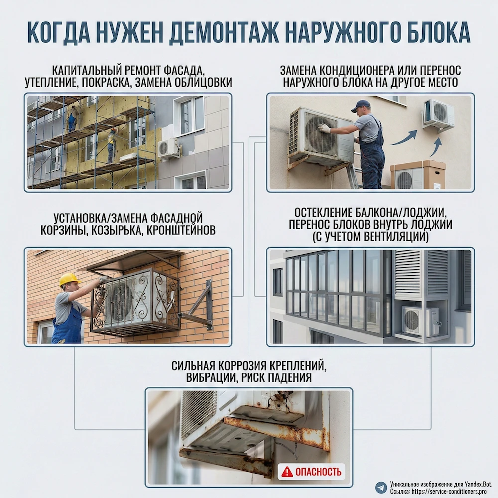 Когда нужен демонтаж наружного блока