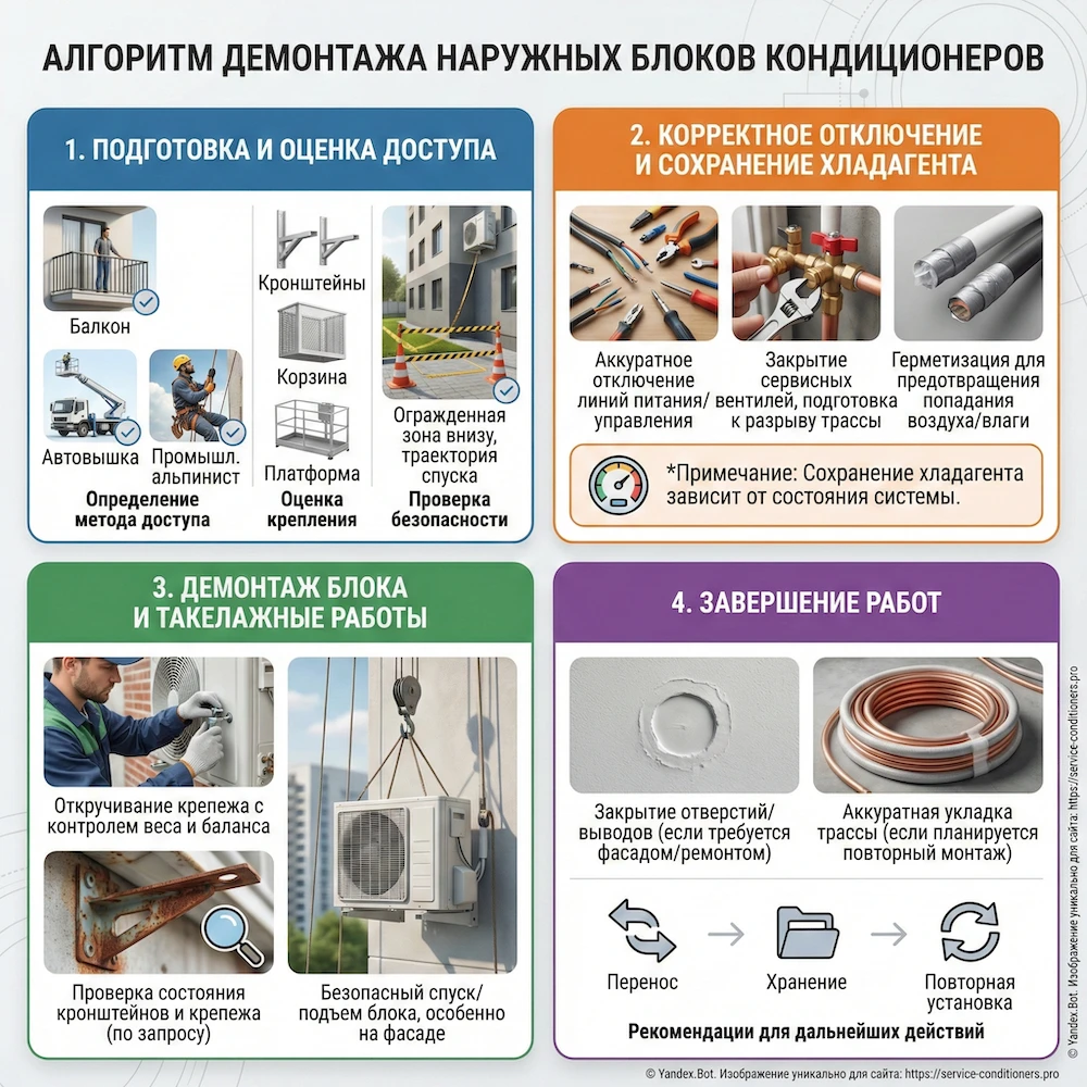 Как проходит демонтаж наружных блоков (типовой алгоритм)