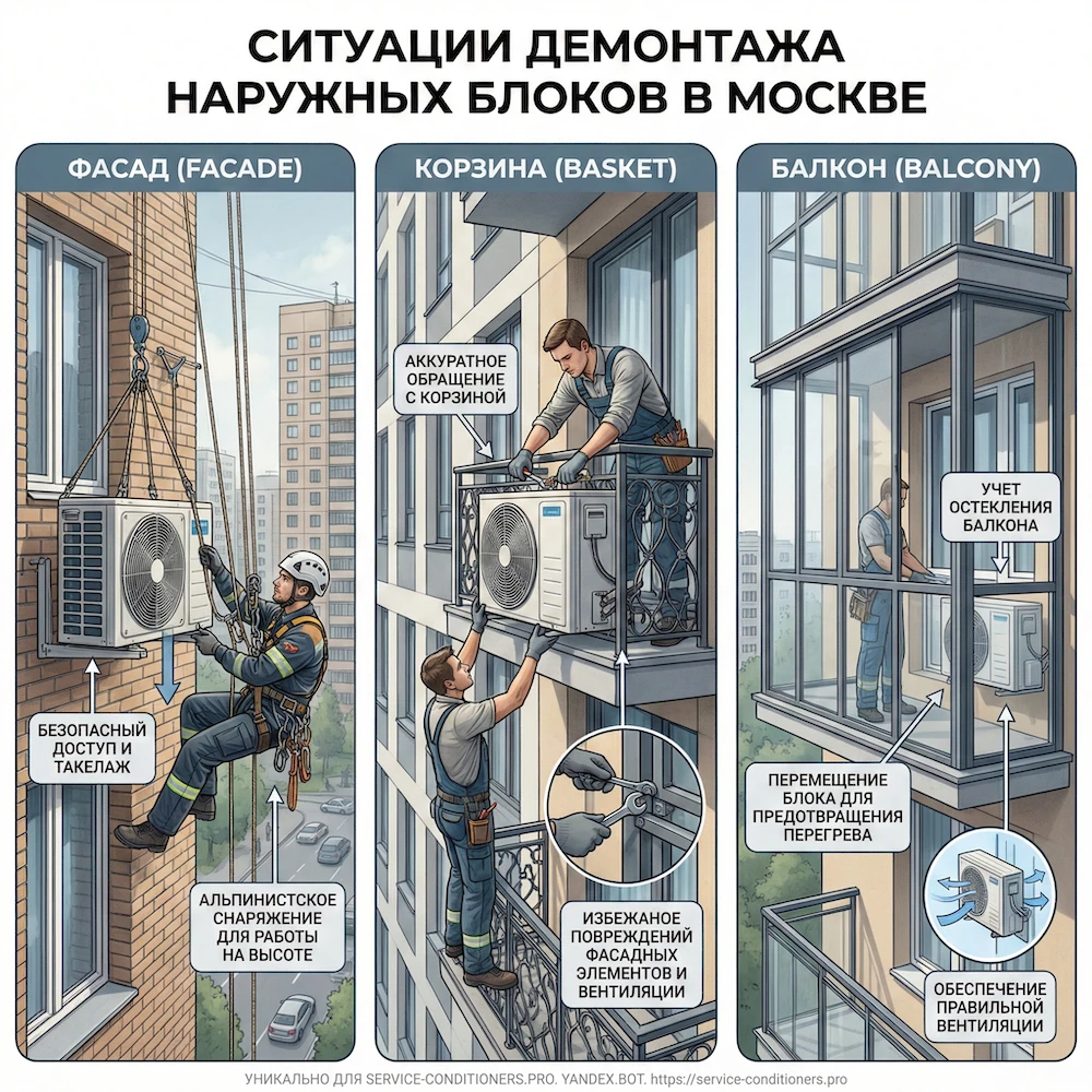 Частые ситуации в Москве: фасад, корзина, балкон