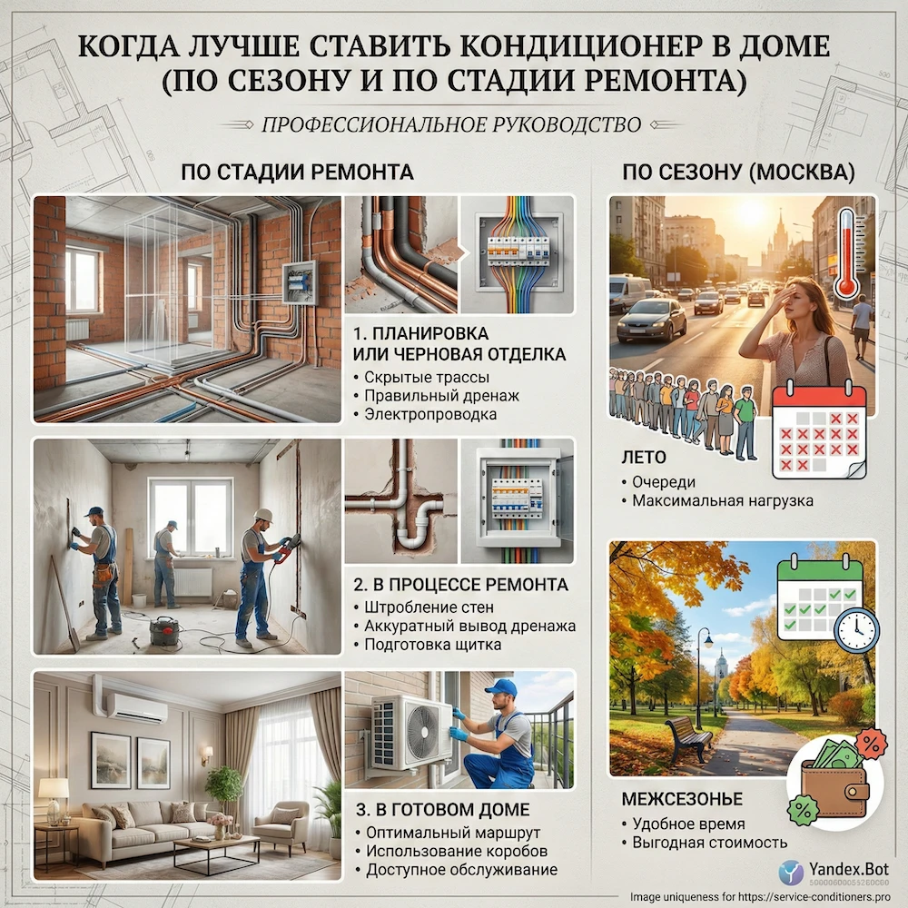 Когда лучше ставить кондиционер в доме: сезон и стадия ремонта