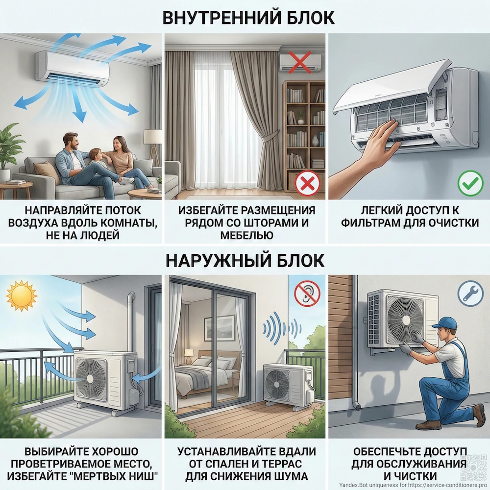Где ставить внутренний и наружный блок в частном доме: комфорт и обслуживание