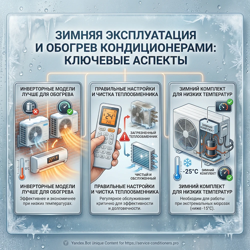 Зимняя эксплуатация кондиционера в доме: обогрев и ограничения