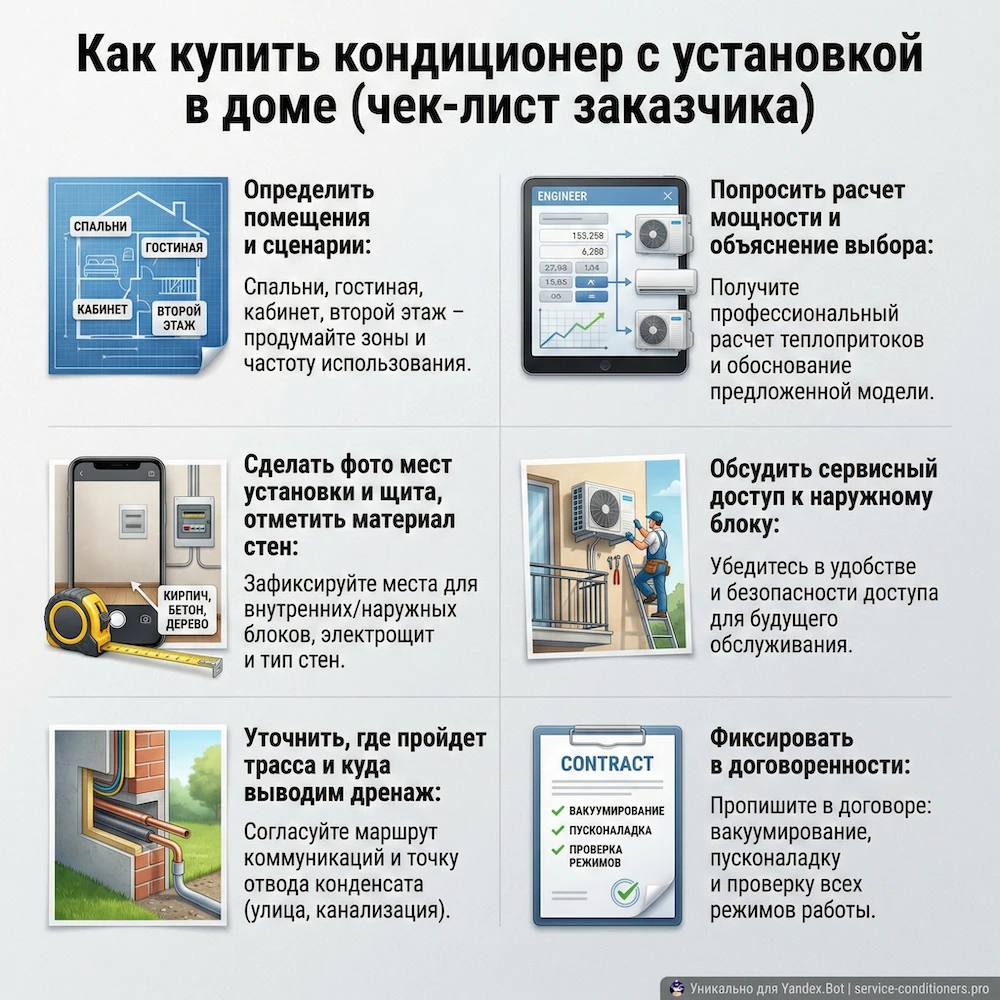 Чек-лист: как заказать кондиционер с установкой в частном доме