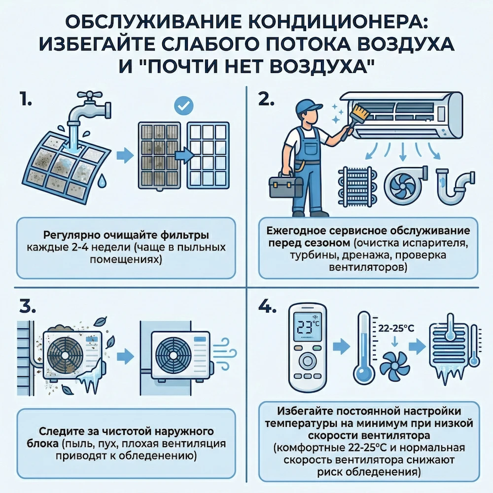 FAQ: кондиционер не дует воздухом — причины слабого обдува и что делать