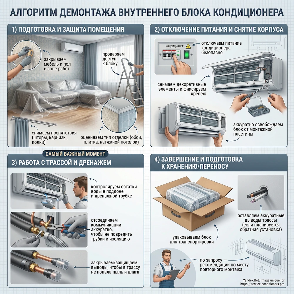 Как проходит демонтаж внутреннего блока (типовой алгоритм)