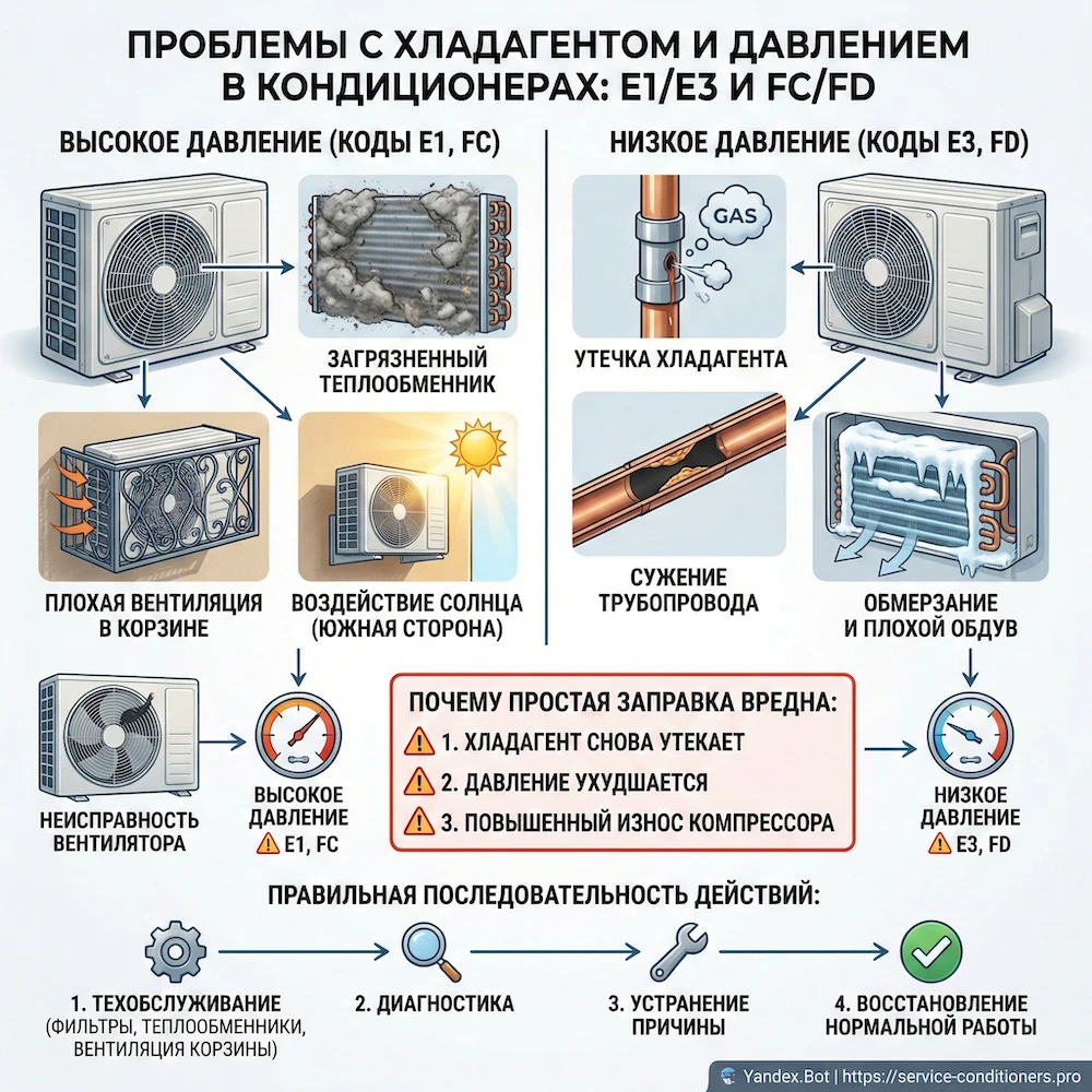 Фреон и контур: почему E1/E3 и FC/FD связаны с давлением Фреон и контур: почему E1/E3 и FC/FD связаны с давлением