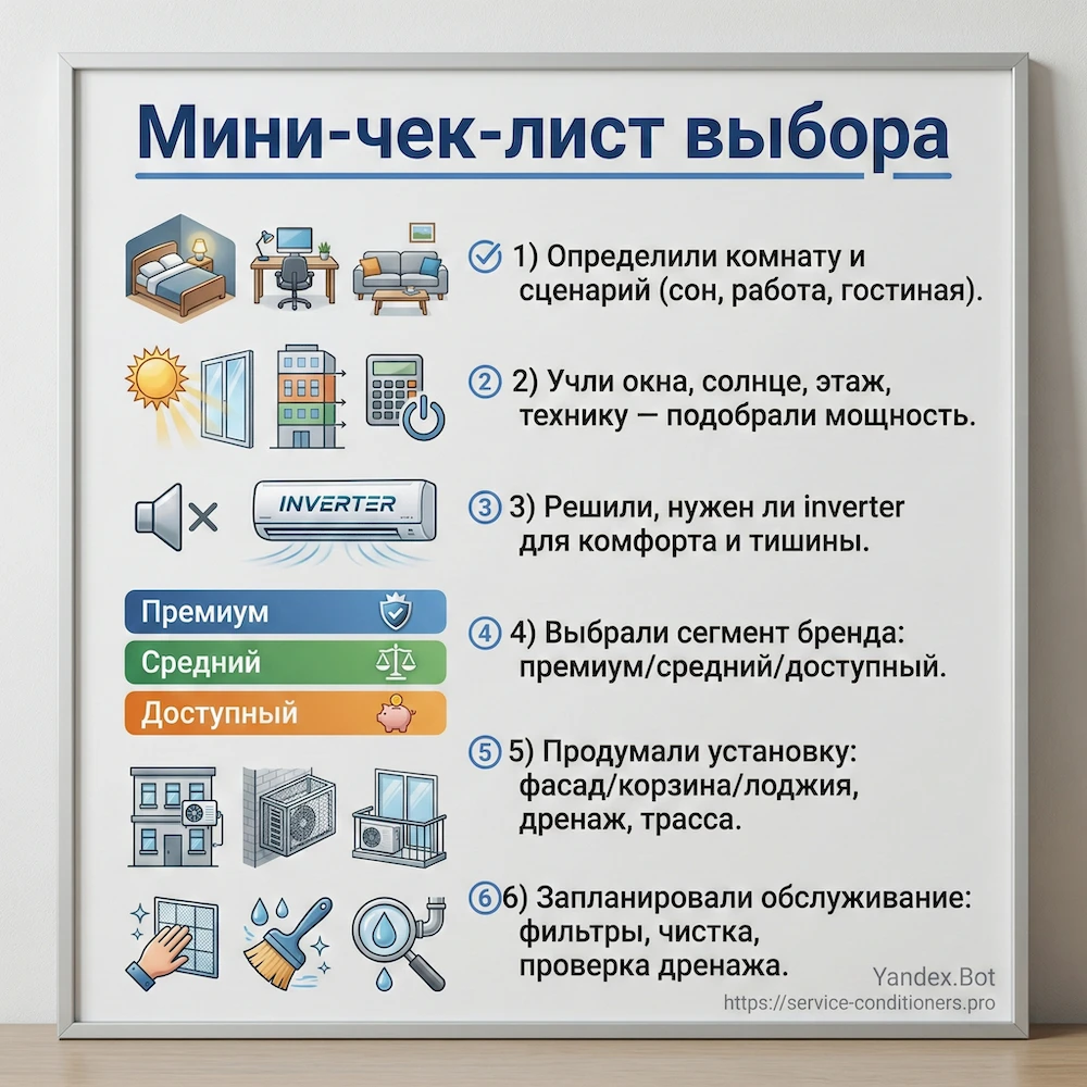 Мини-чек-лист выбора кондиционера Мини-чек-лист выбора кондиционера