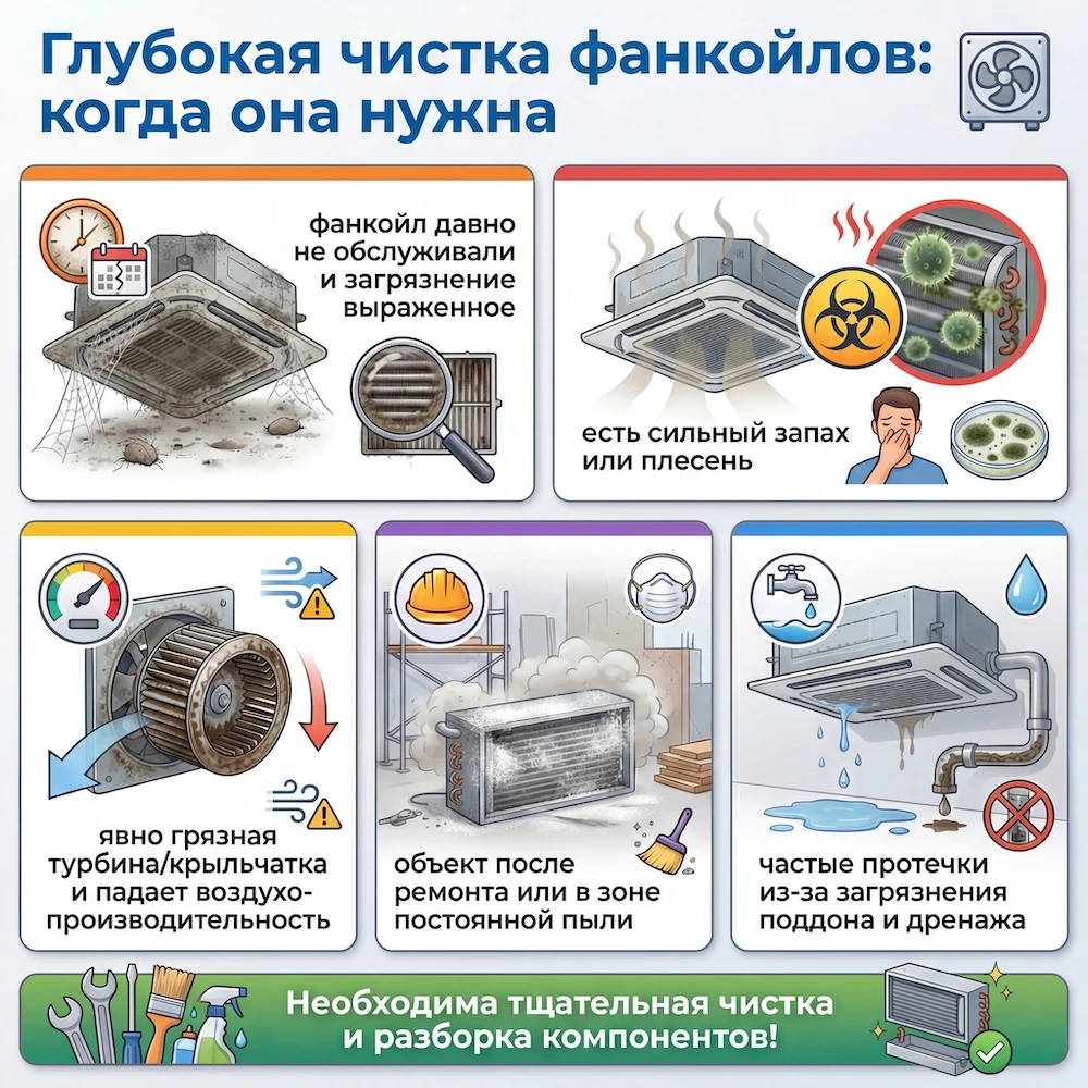 Глубокая чистка фанкойлов: когда она нужна Глубокая чистка фанкойлов: когда она нужна